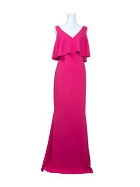 Badgley Mischka Raspberry Popover Evening Gown